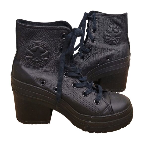 CONVERSE Chuck 70 De Luxe Leather Chunky Heel Lace Up Sneaker Boots Womens 6.5 - Picture 2 of 11
